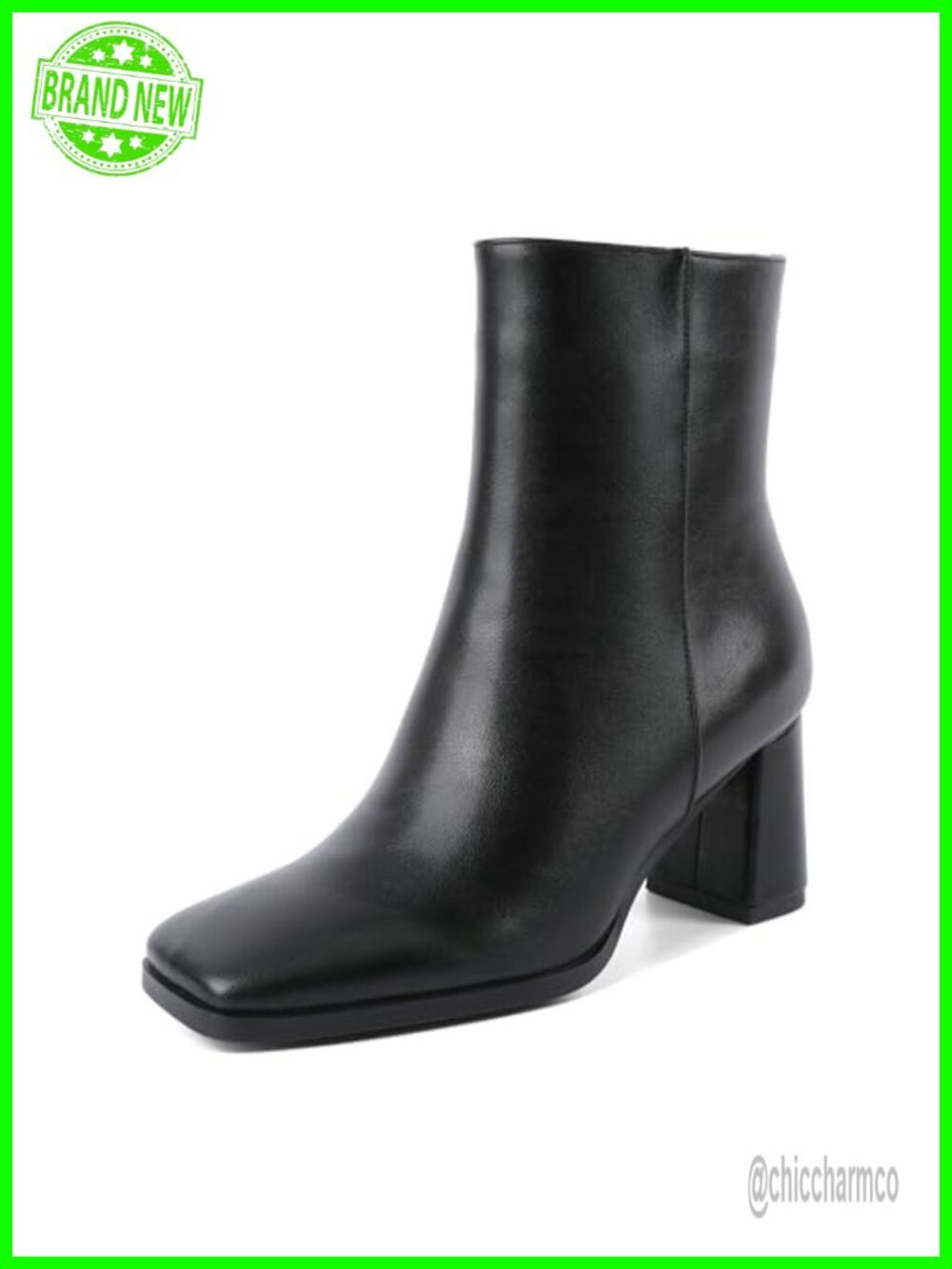 Womens Ankle Boots Chunky Heel Square Toe 3 Inch Side Zip Fall Booties
